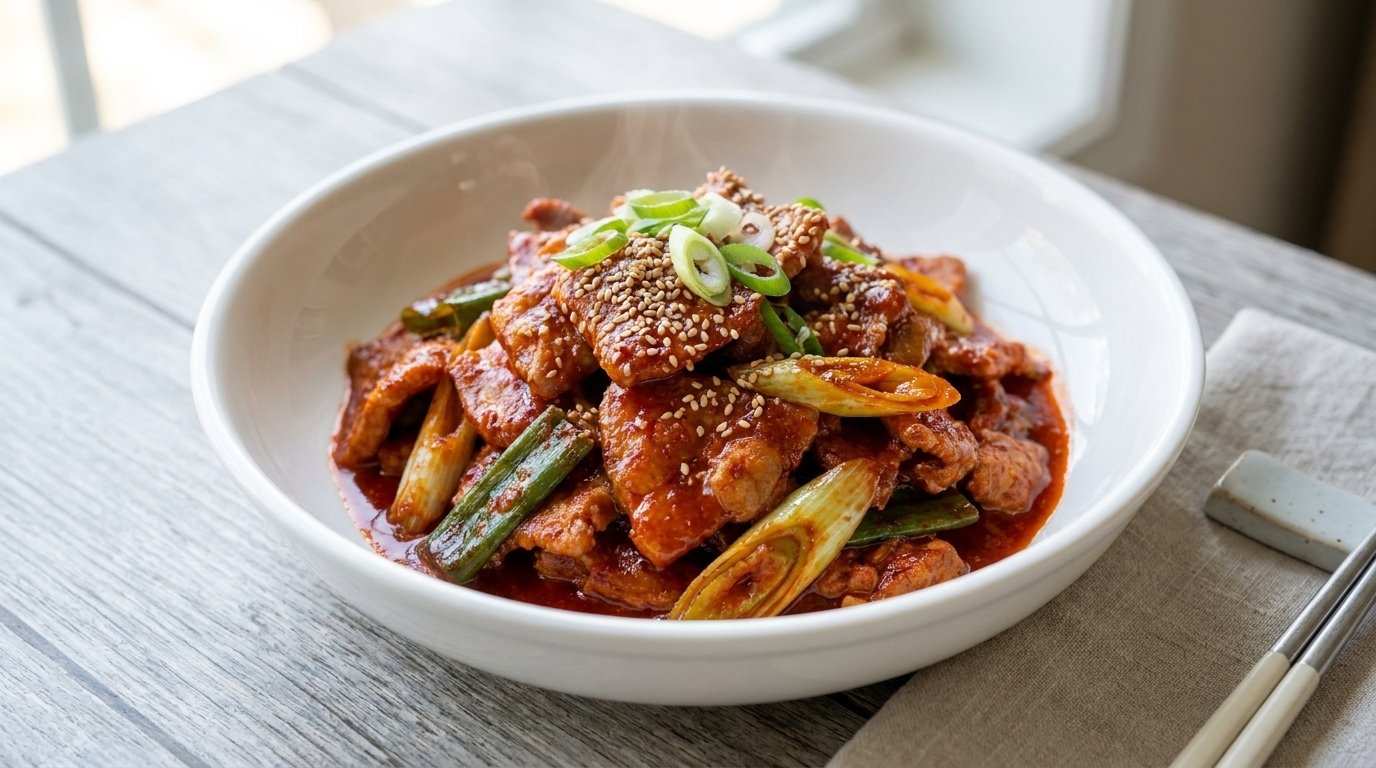 Koreańska pikantna wieprzowina (Jeyuk Bokkeum)