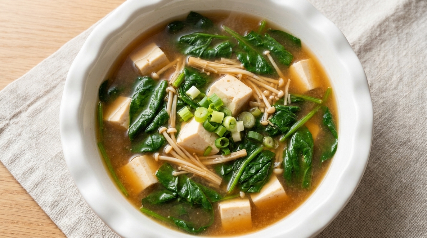 Tradycyjna koreańska zupa szpinakowa Doenjang-guk