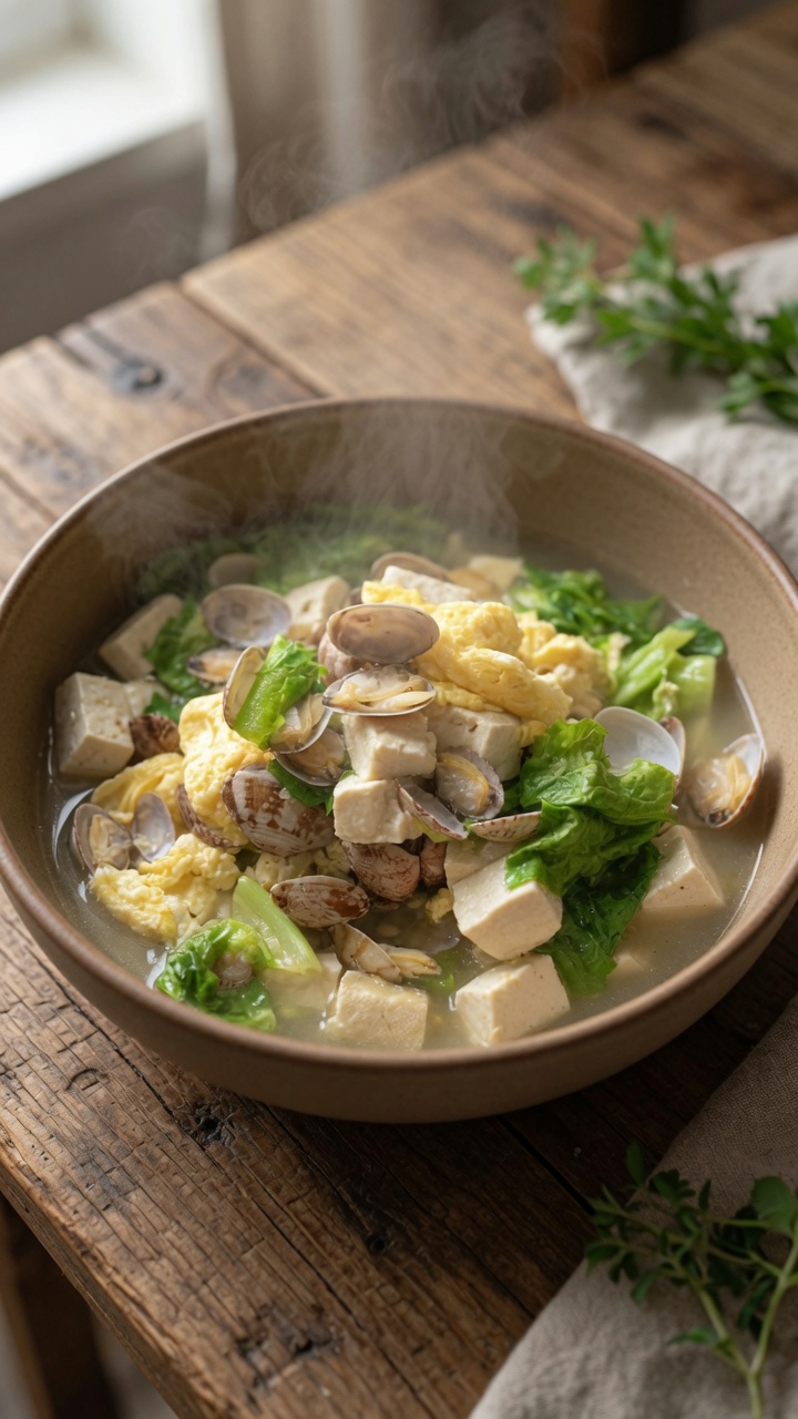 Klasyczna zupa z małżami i tofu