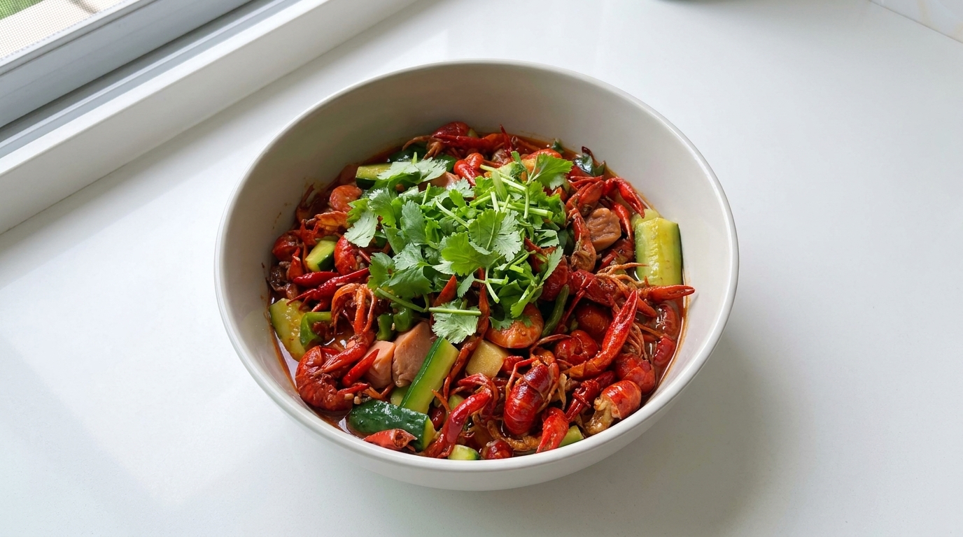 Pikantne raki duszone w piwie (麻辣小龙虾)