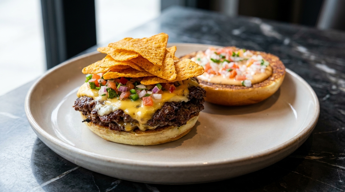 Podwójny smash burger z meksykańską salsą i wędzonym chili