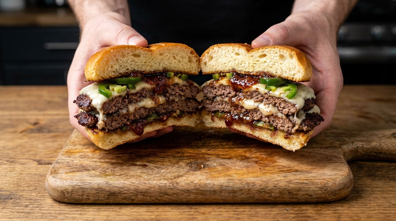 Jalapeño Popper Smash Burger z dżemem z boczku