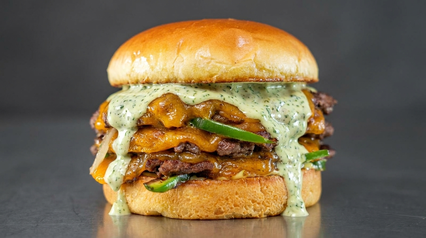 Jalapeño Smash Burger z kremowym sosem ziołowym