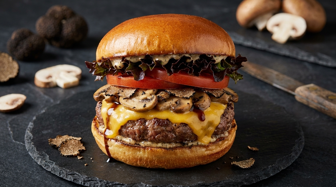 Wykwintny burger wołowy z truflami
