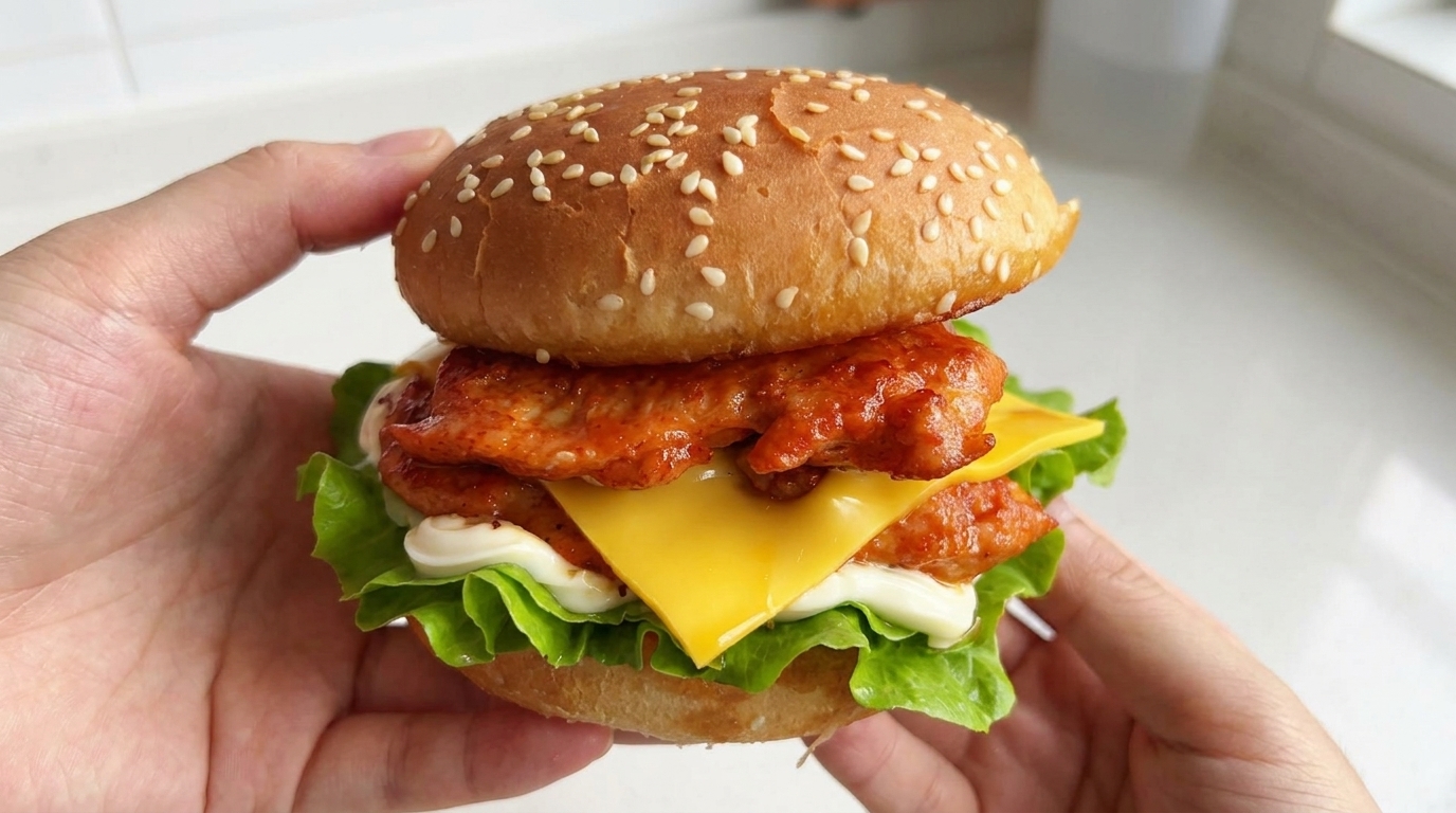Domowy burger z kurczakiem po orleańsku