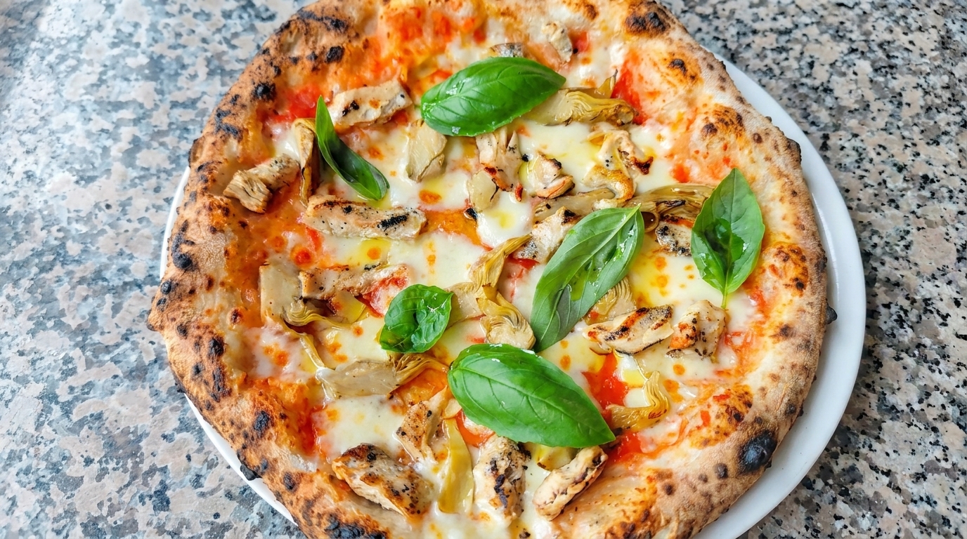 Pizza z karczochami i kurczakiem