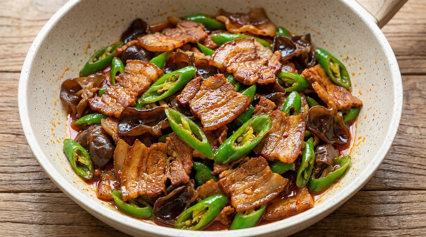 Klasyczny Smażony Boczek Wieprzowy z Papryczkami Chili