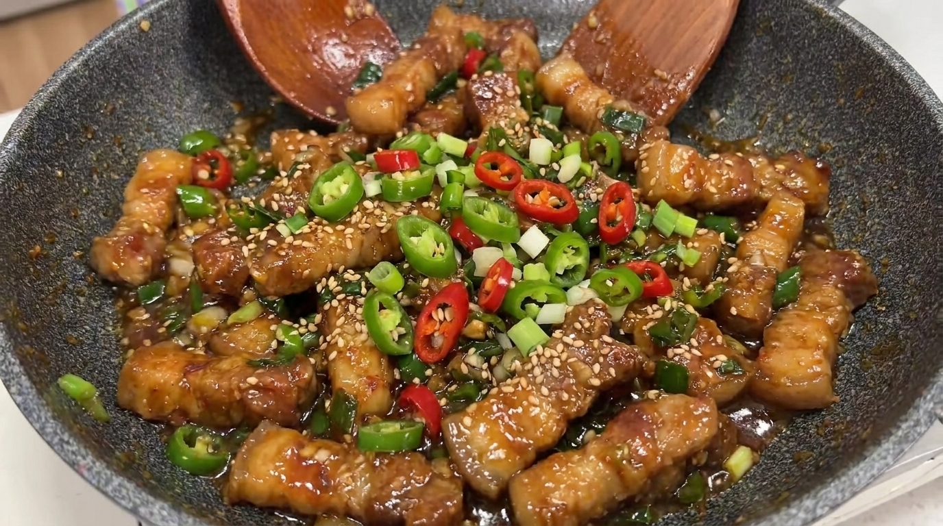 Koreański boczek wieprzowy w paście sojowej (Dwaeji-gogi Doenjang-bokkeum)