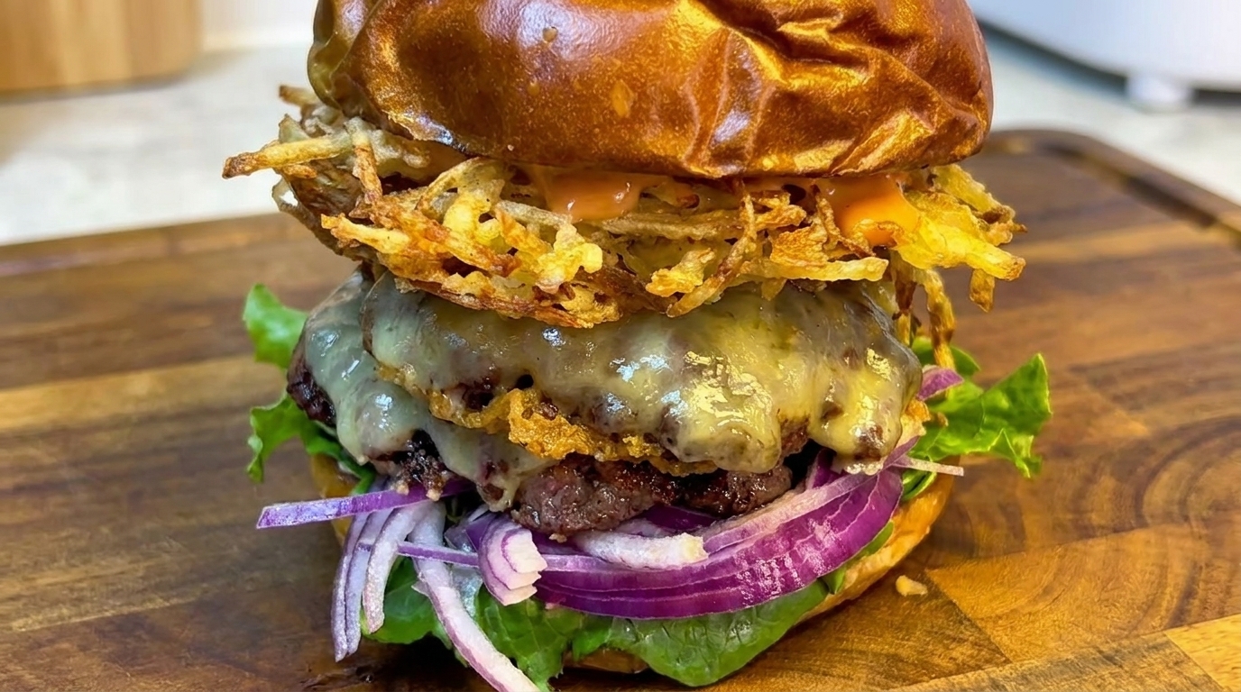 Chrupiący Burger z Wołowiną i Ziemniaczaną Kratką
