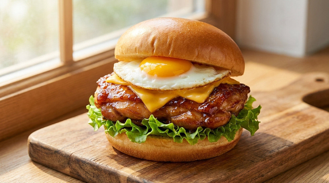 Domowy Burger z Kurczakiem Teriyaki