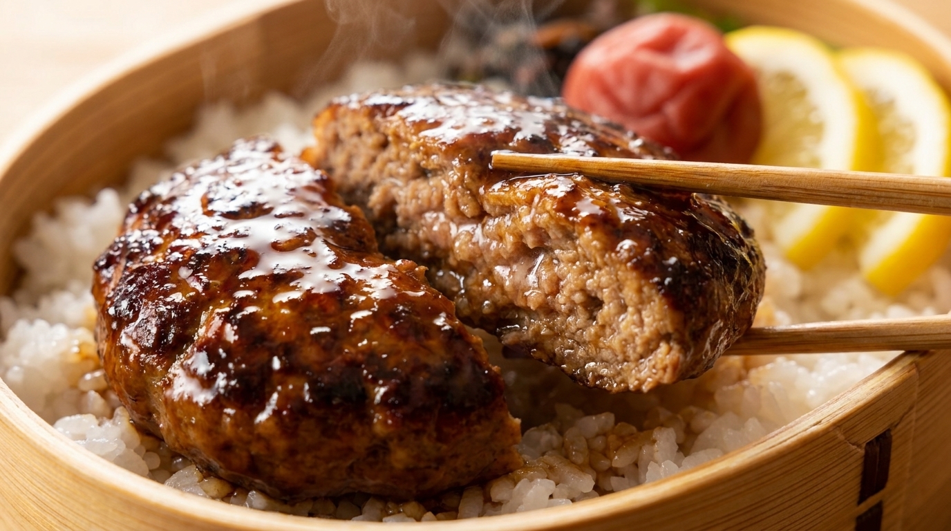 Japoński stek hamburgerowy teriyaki (Hambagu)