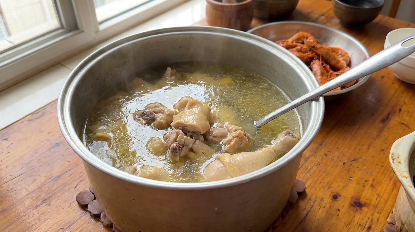 Domowa zupa z kurczakiem i imbirem piaskowym