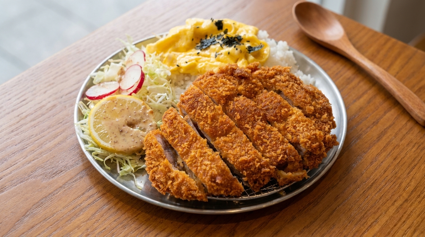 Japońska miska ryżu z kotletem wieprzowym (Katsudon)