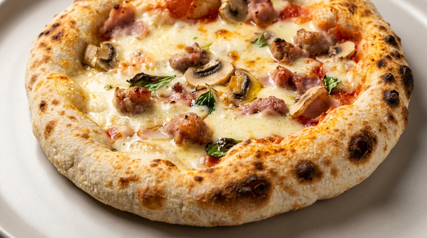 Wykwintna Pizza z Grzybami, Szynką i Kiełbasą