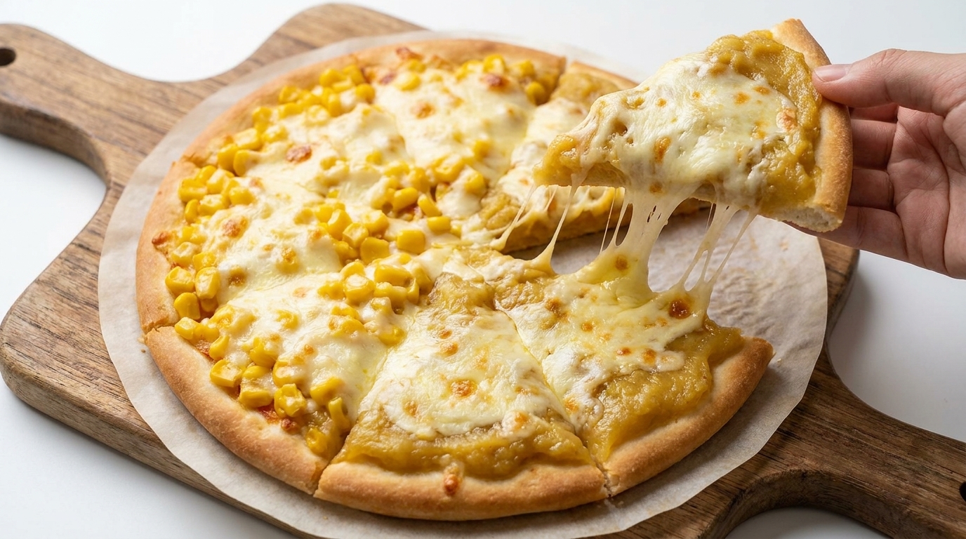 Pizza z frytkownicy: Durian i słodka kukurydza (wersja pół na pół)