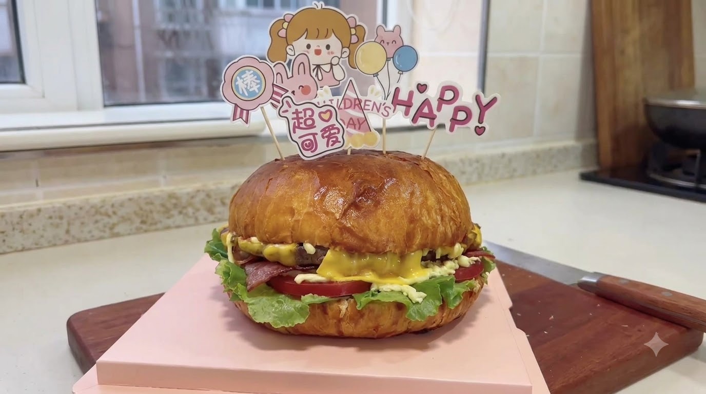 Ogromny Amerykański Burger Urodzinowy