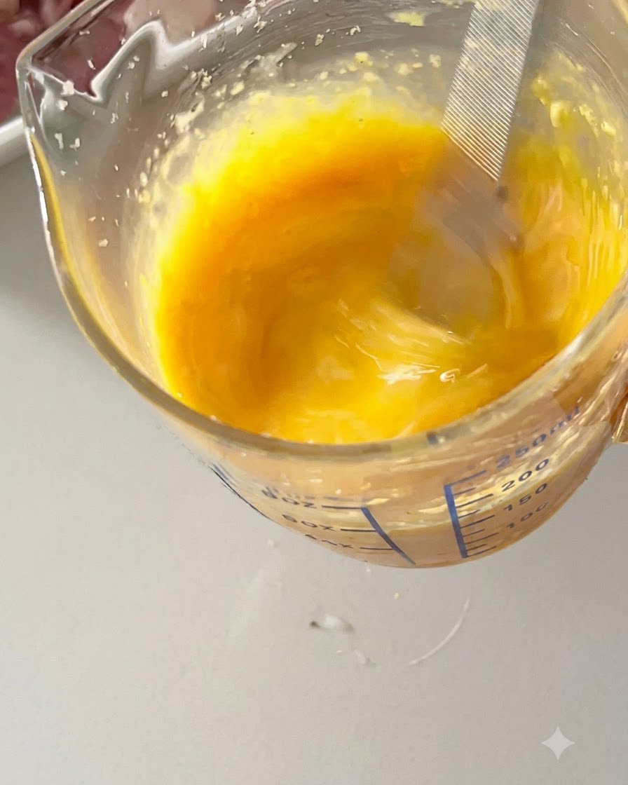 Oliwa z oliwek wlewana do czarnej żeliwnej patelni stojącej na palniku kuchenki.
