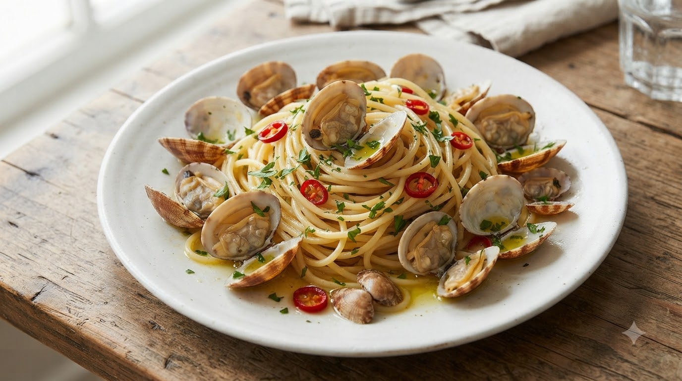 Neapolitańskie spaghetti z małżami (Spaghetti alle Vongole)