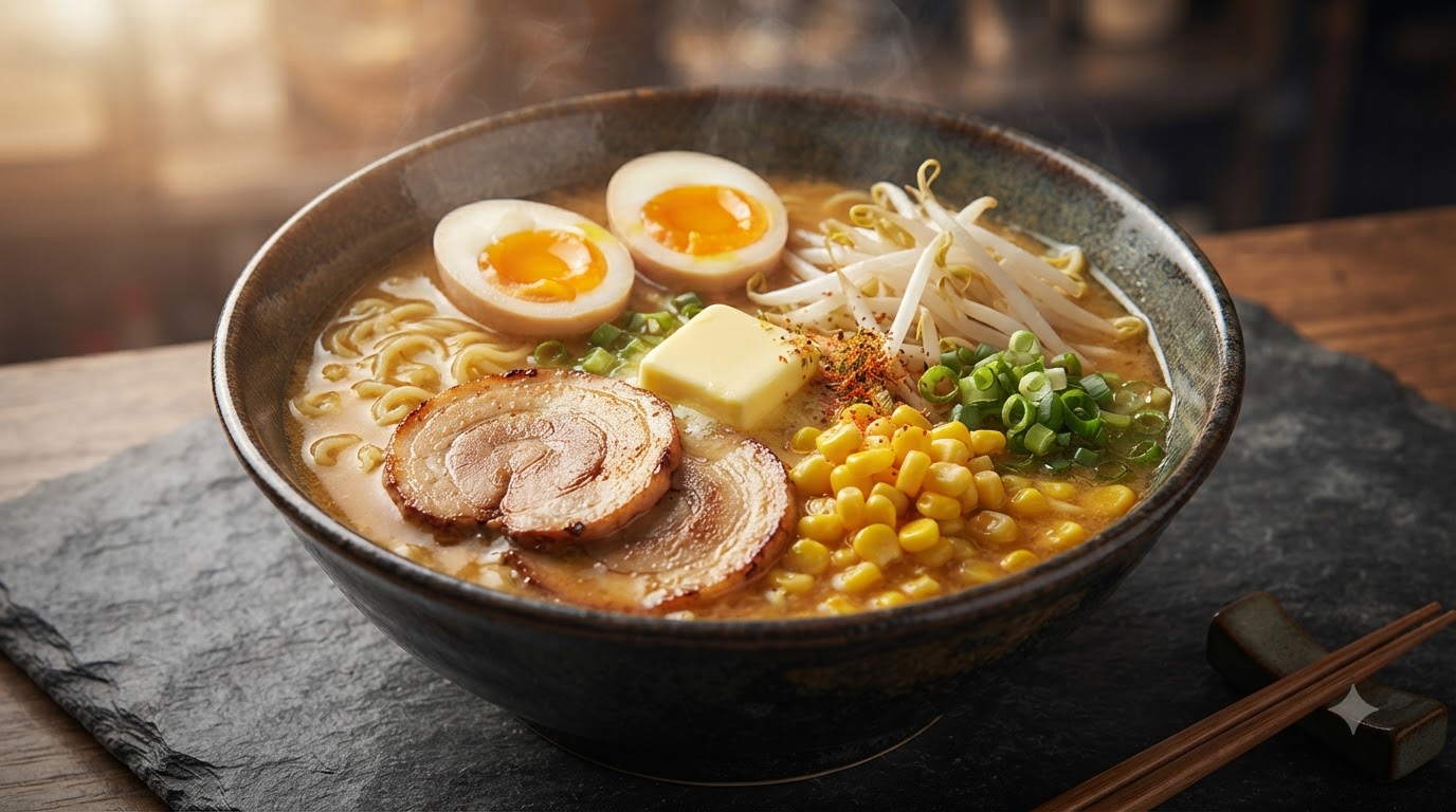 Ramen z misie, masłem i kukurydzą rodziny Nohara