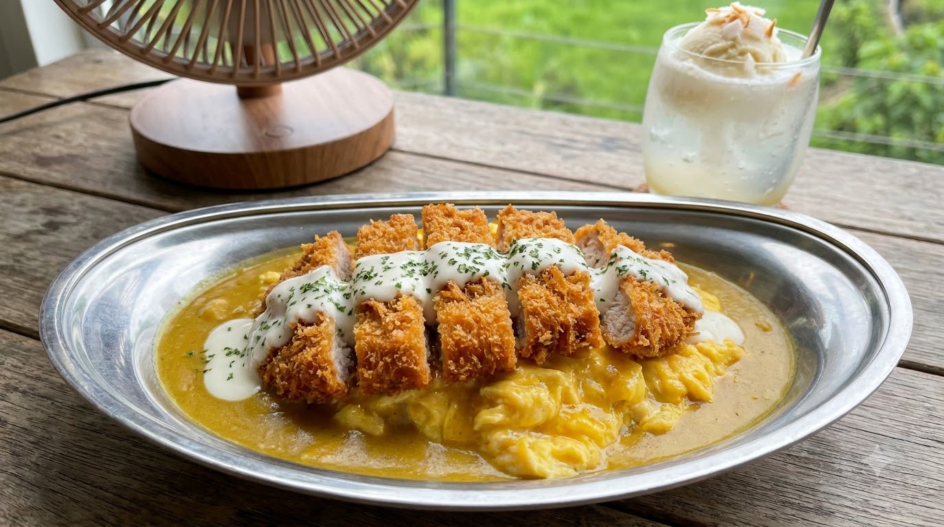 Chrupiący Pieczony Schab z Curry Kokosowym i Ryżem