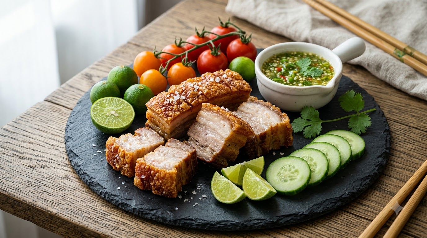 Chrupki Tajski Boczek Wieprzowy z Zielonym sosem Chili