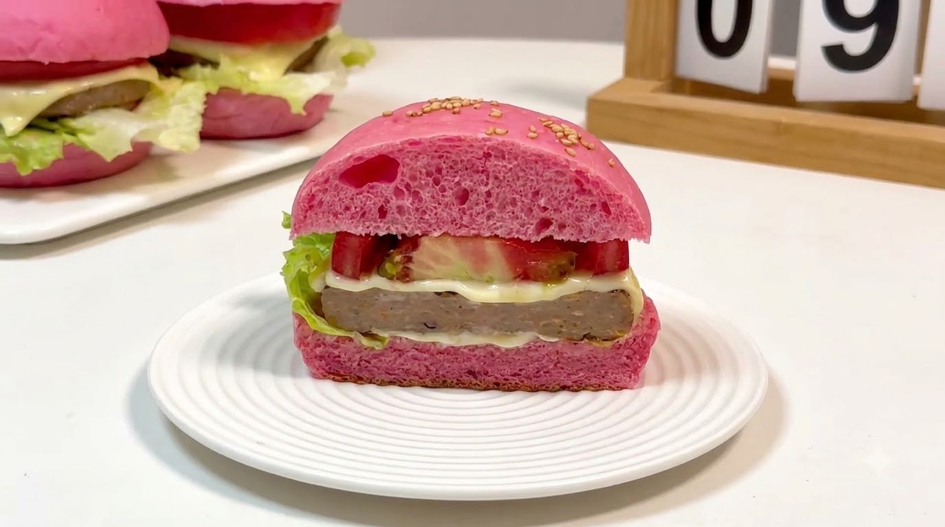 Domowy Różowy Burger Wołowy