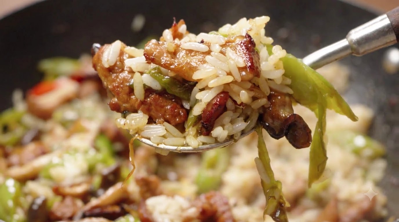 Smażona wieprzowina z chilli i grzybami
