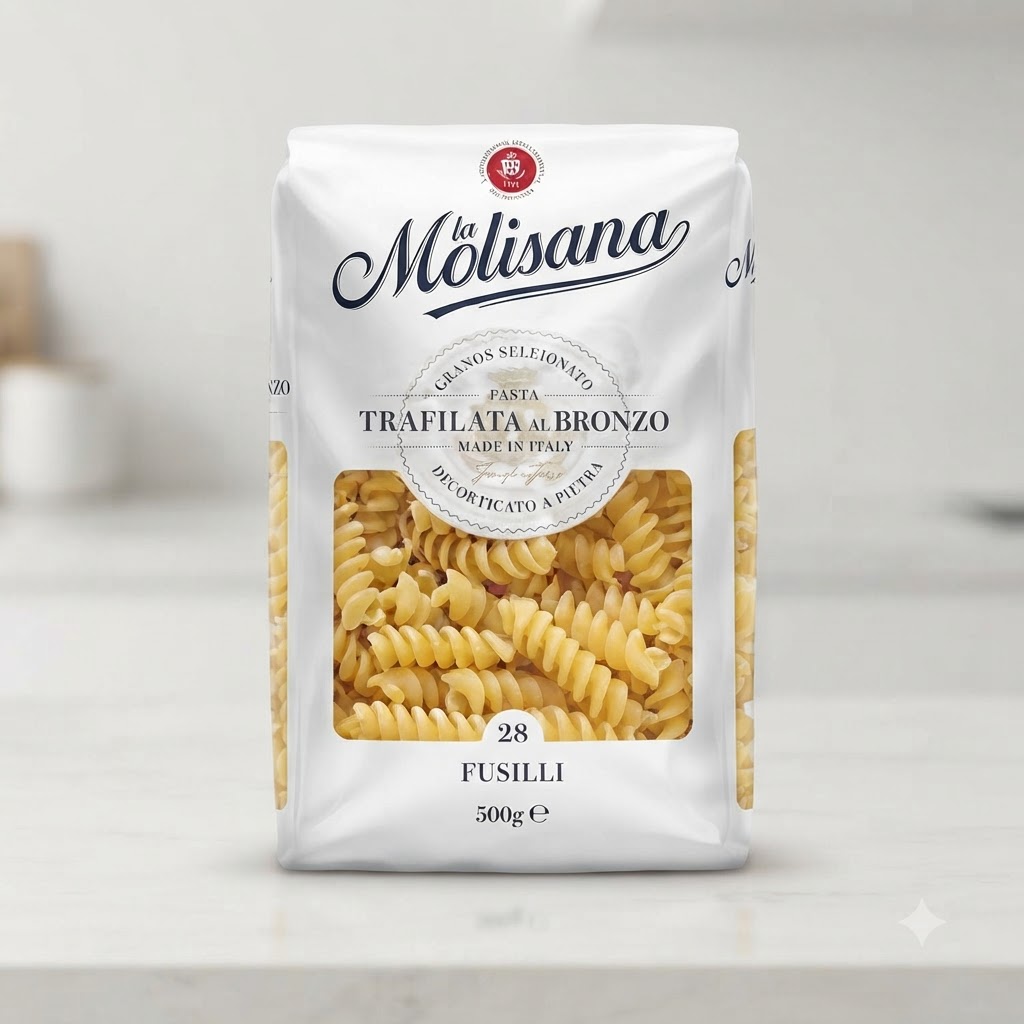 Suchy makaron fusilli gotujący się w garnku wypełnionym bulgoczącą, gorącą wodą.