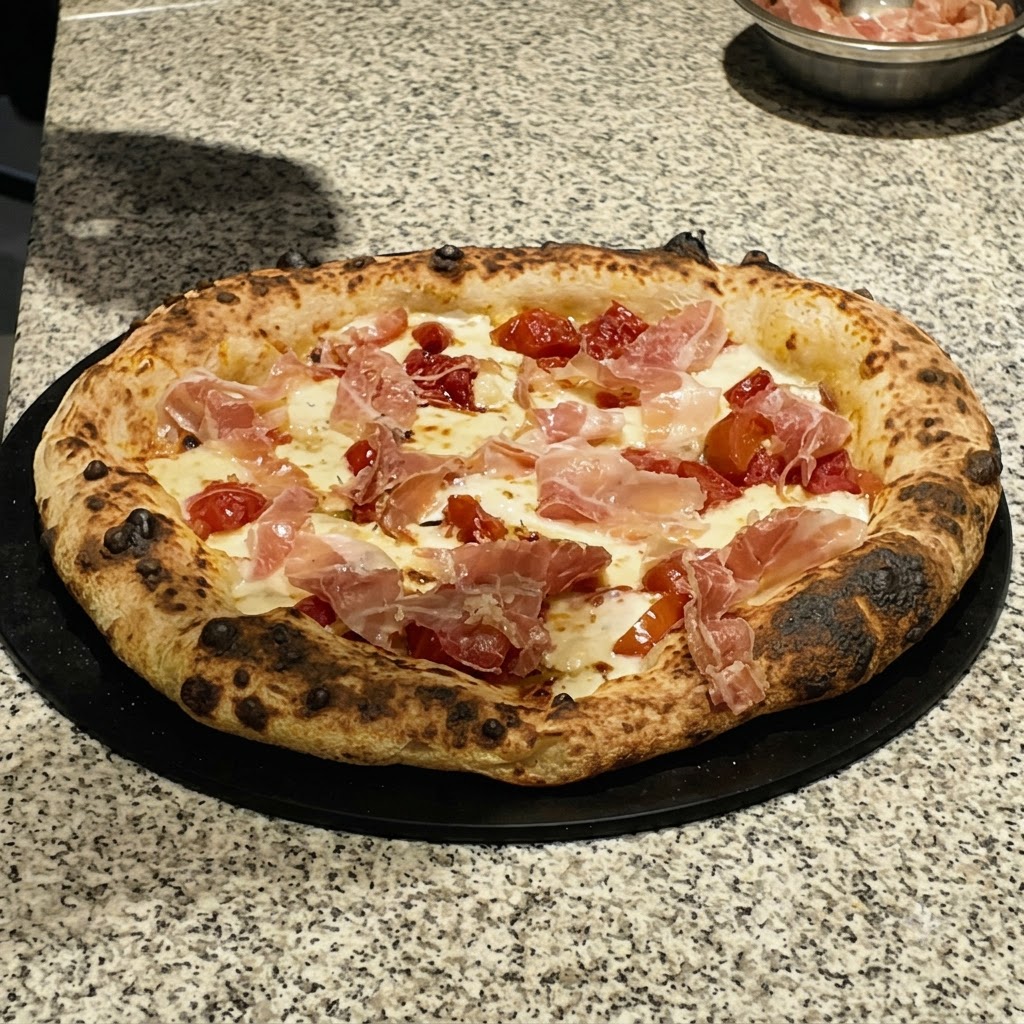 Suszone zioła wysypywane z pojemnika na nieupieczoną pizzę.
