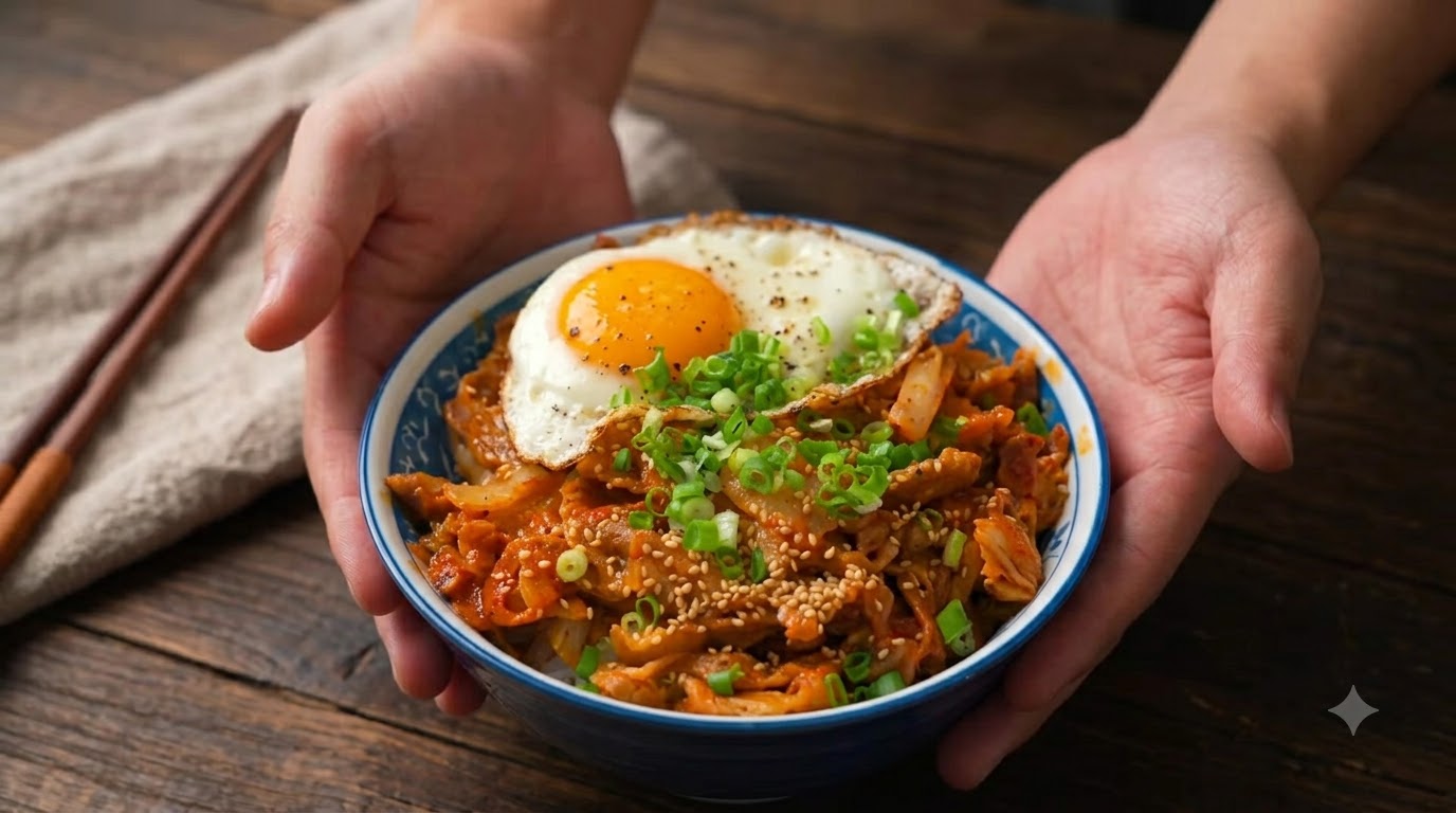 Kimchi Pork Donburi (Miska Ryżu z Wieprzowiną i Kimchi)