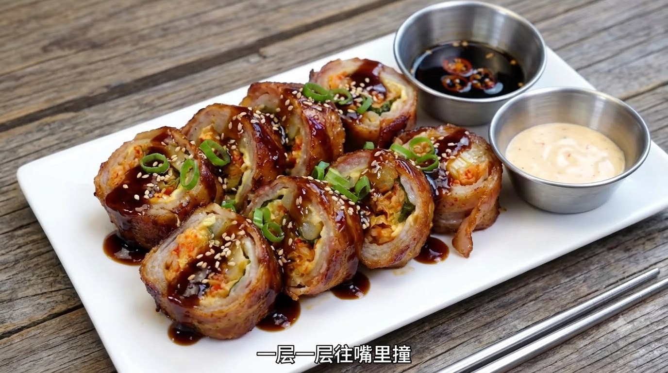 Koreańskie Rolki z Boczkiem, Serem i Kimchi z Żelaznej Patelni