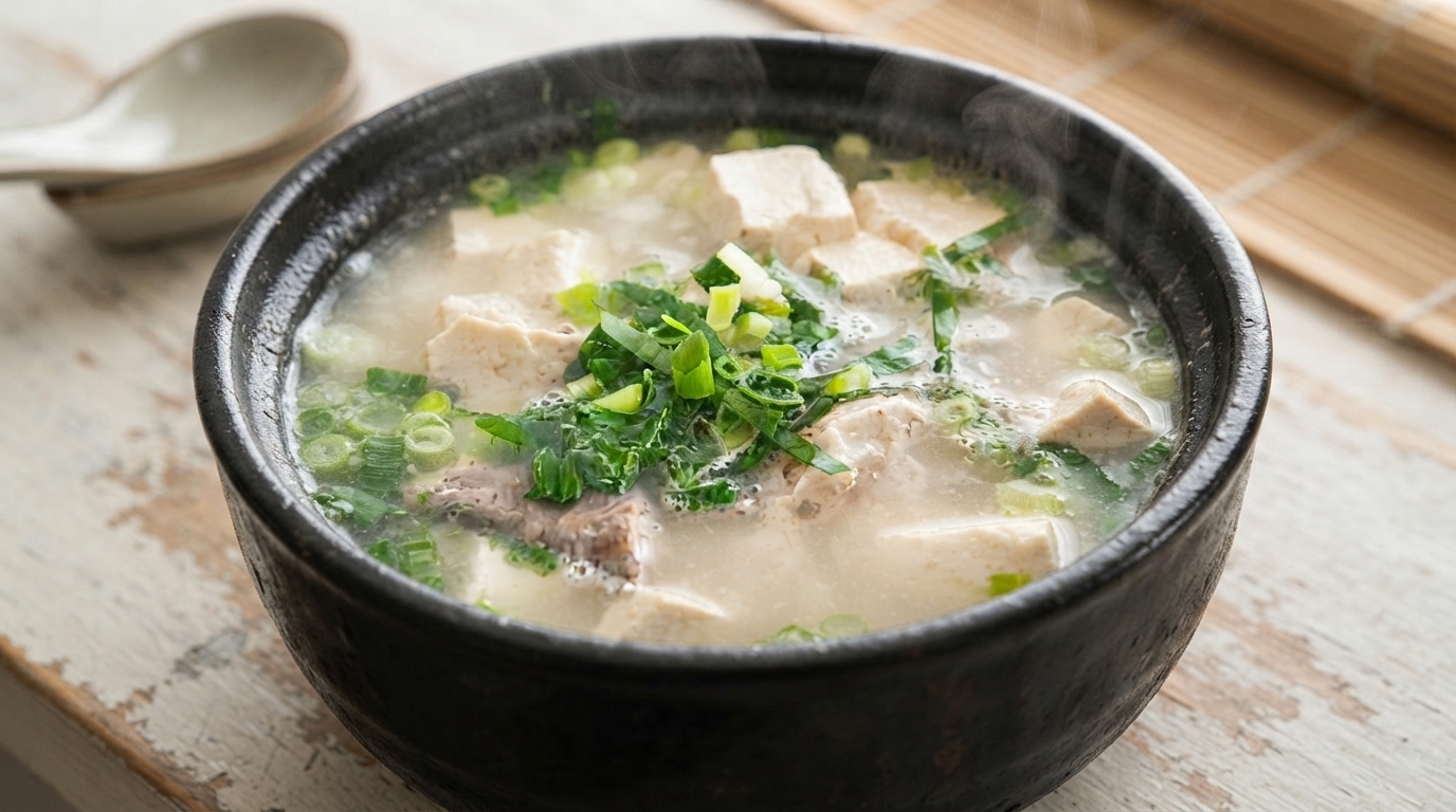 Zupa z Mintaja i Tofu w Stylu Yanbian (Myeongtae Dubu Guk)