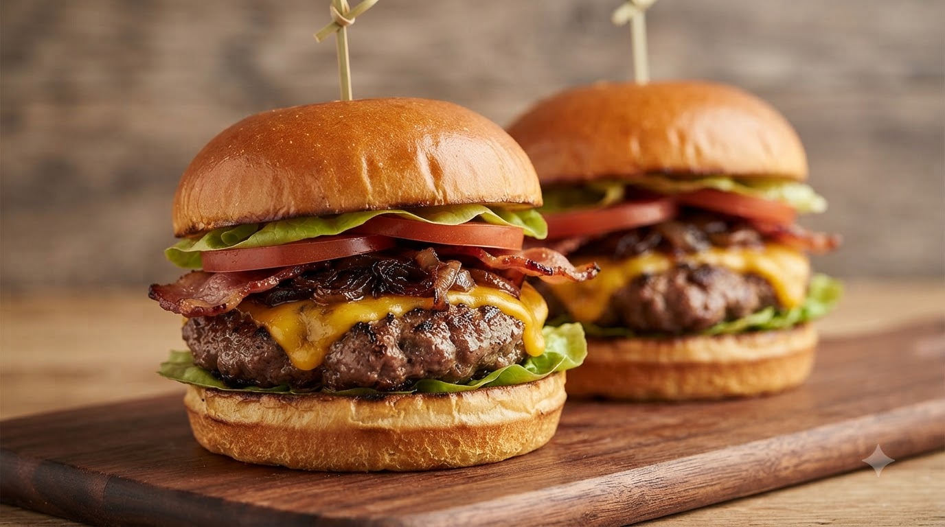 Klasyczny Domowy Burger Wołowy z Serem