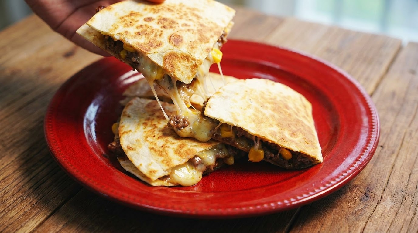 Chrupiąca meksykańska quesadilla z mieloną wołowiną i serem