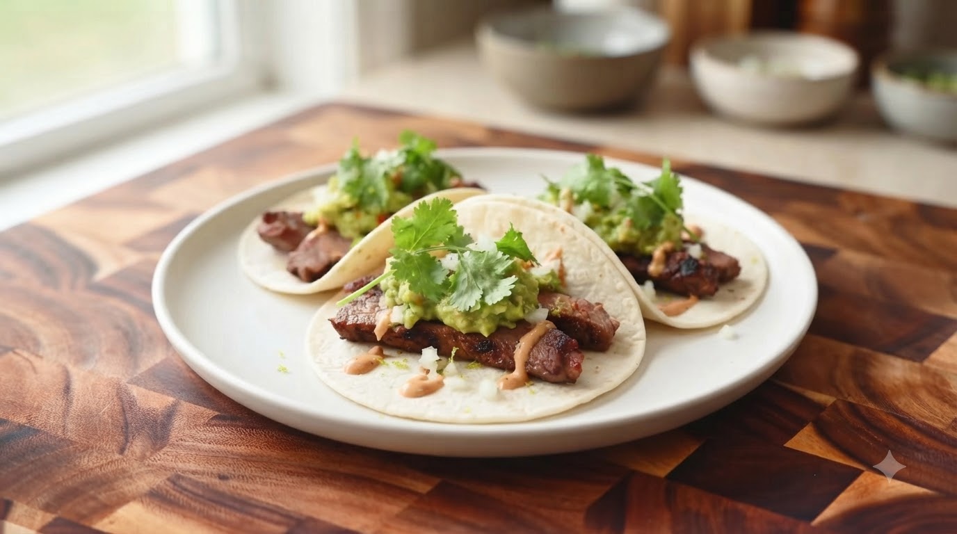 Autentyczne meksykańskie tacos z wołowiną i świeżą salsą