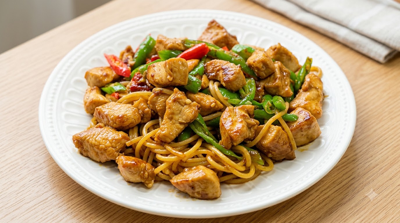 Wytrawne spaghetti z piersią kurczaka