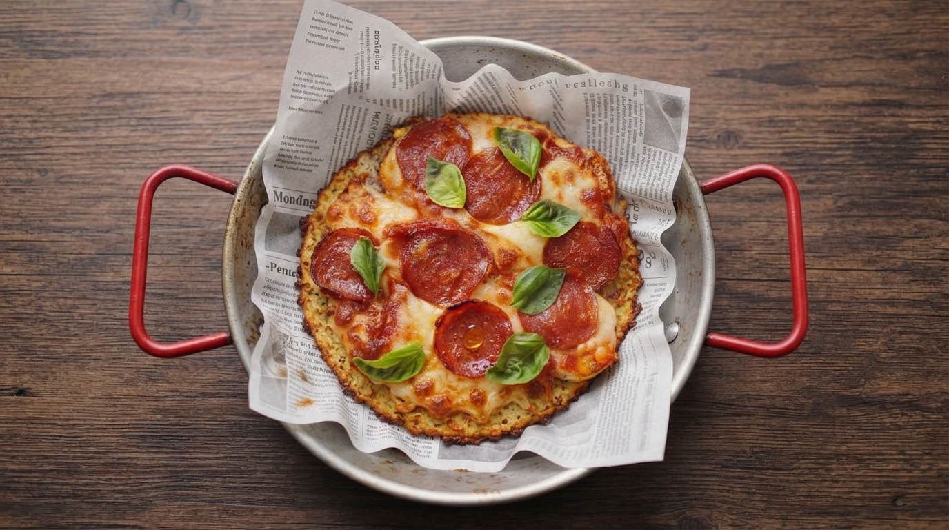 Wysokobiałkowa pizza z kalafiora z pepperoni