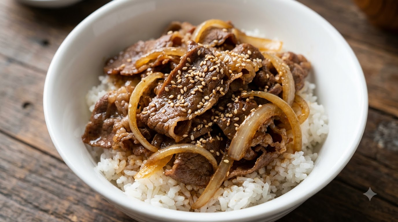 Japońska miska wołowa Gyudon w stylu Yoshinoya