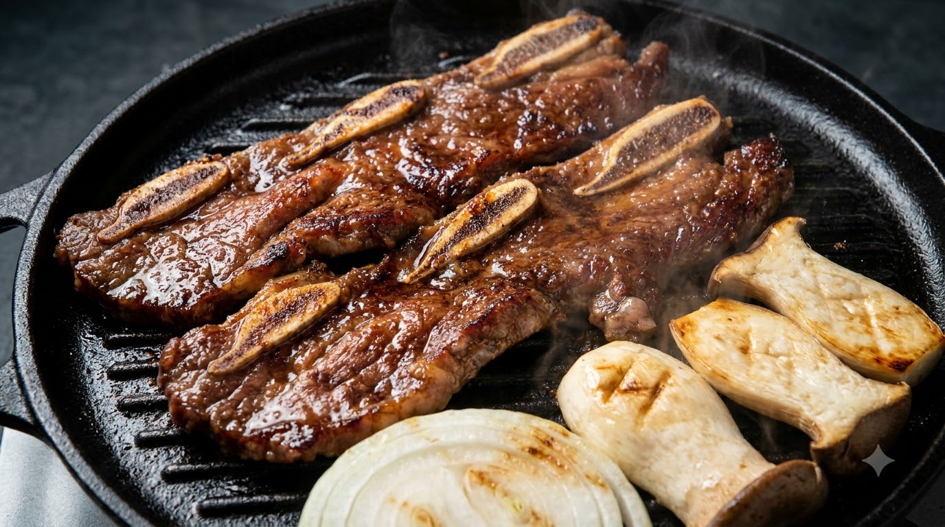 Autentyczny koreański LA Galbi (żeberka wołowe z grillem)