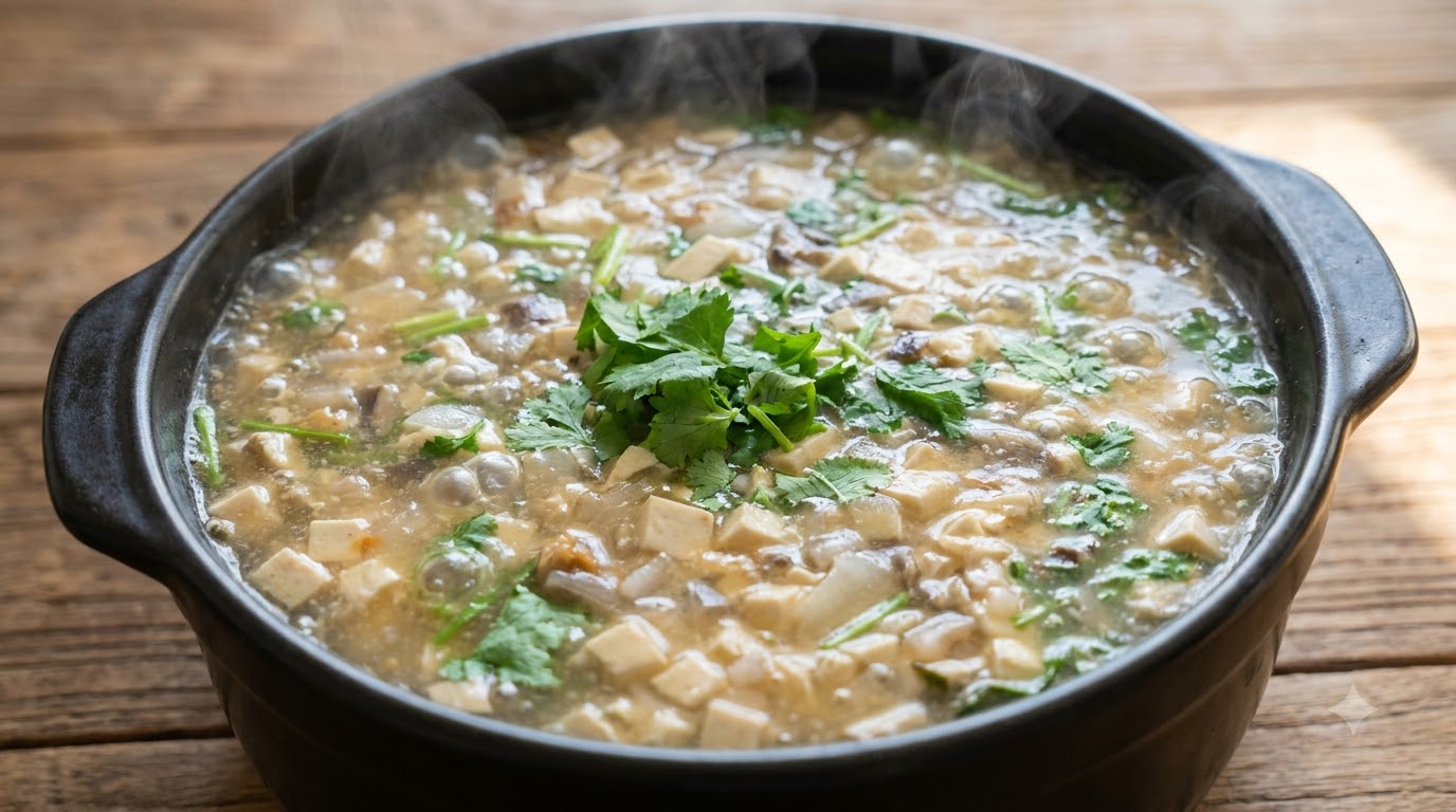 Domowa zupa z tofu i grzybami mun