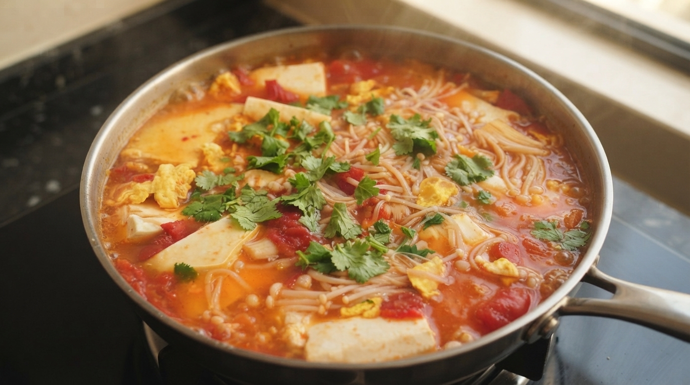 Minutowa Zupa z Pomidorów i Tofu