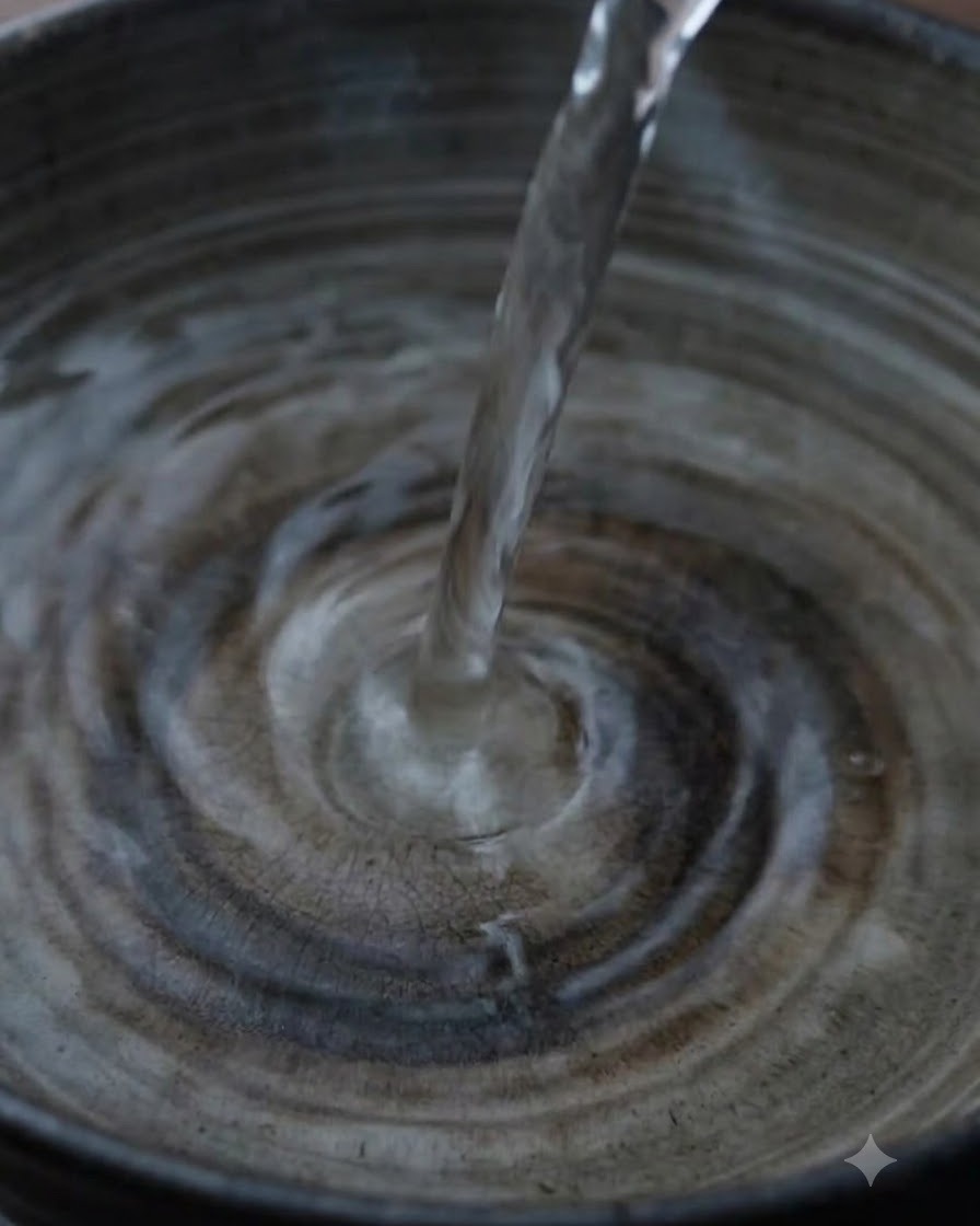 Bulion dashi wlewany do garnka kuchennego.