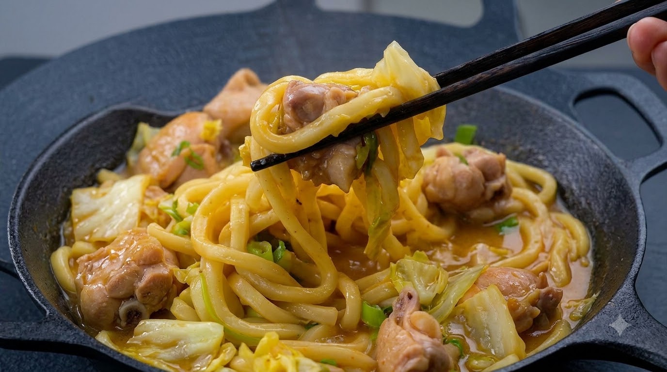 Wytrawny makaron udon z kurczakiem i miso
